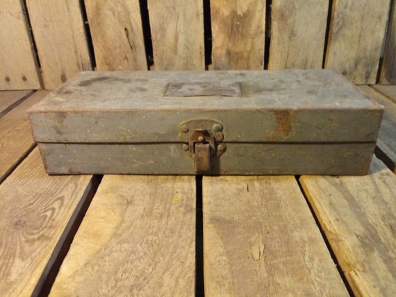 Vintage Metal Tool Box, Small Tool Box 