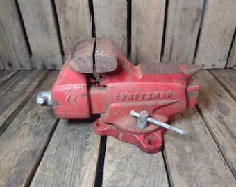 Craftsman Red Bench Vise Heavy Duty Metalworking Tool