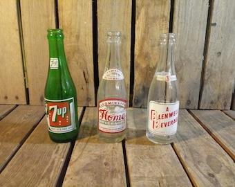 3 Vintage Glass Bottles
