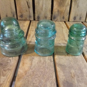 3 Vintage Glass Insulators
