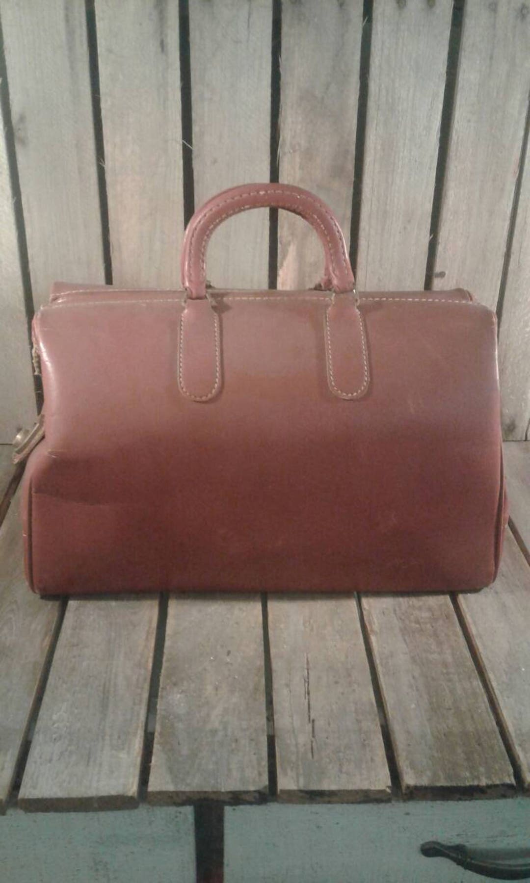 Vintage Leather Travel Bag - Etsy