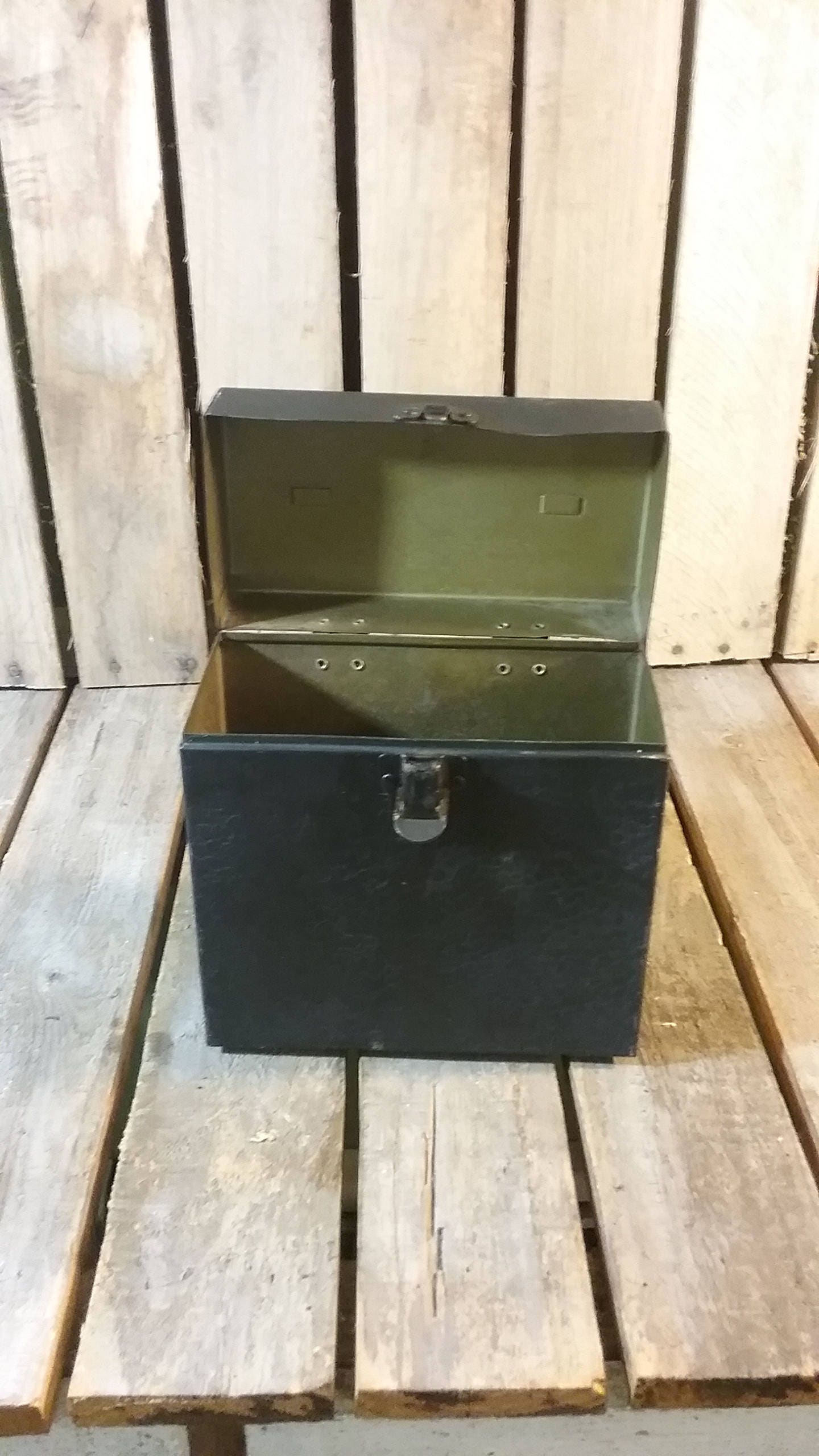 Small Metal Box Vintage Box Storage Box Stash Box File Etsy