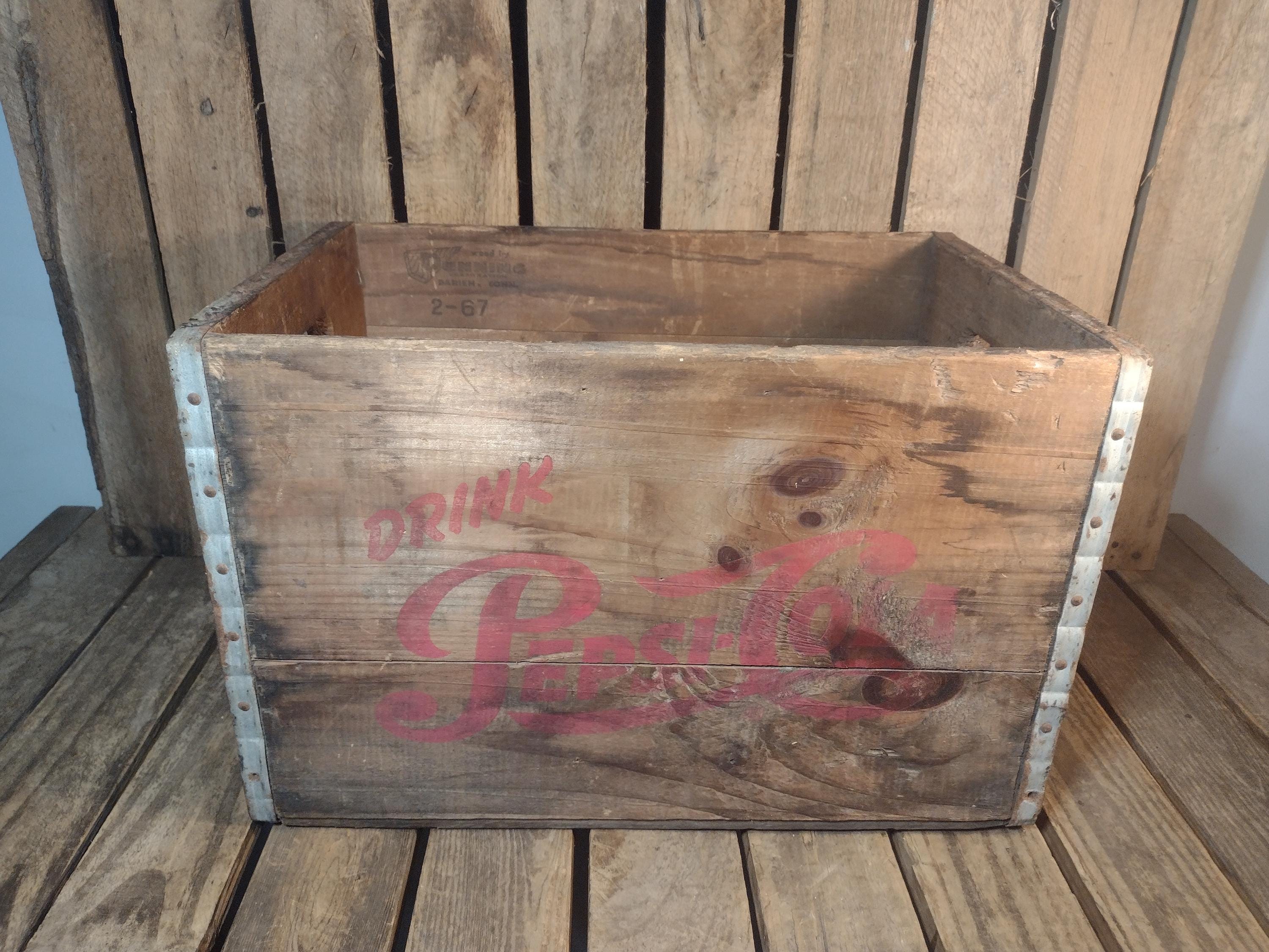 Vintage 1967 Pepsi Wooden Crate With Red Logo – Rustic Soda Pop