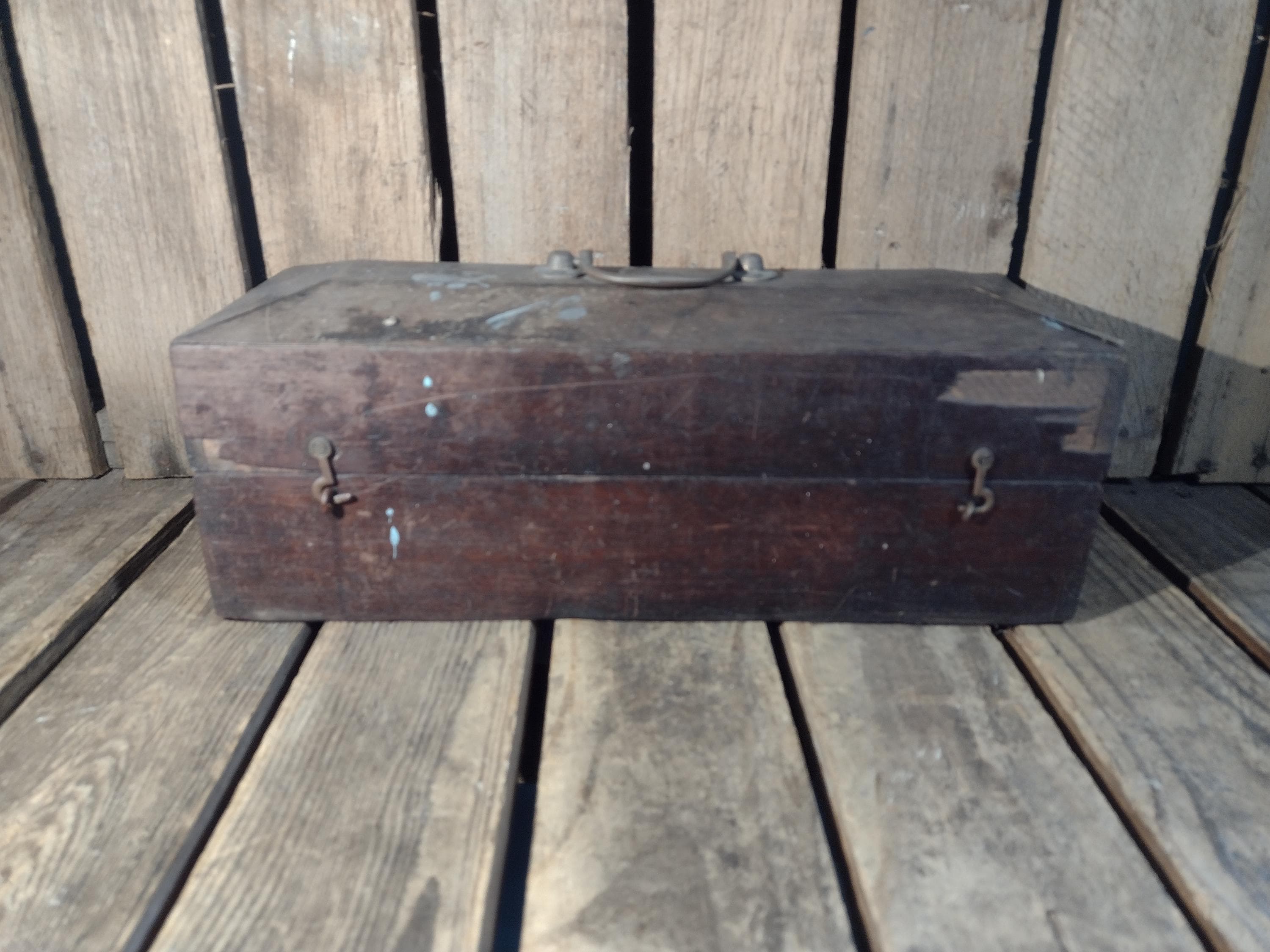 Antique Wooden Box • Distressed Storage Case • Rustic Primitive