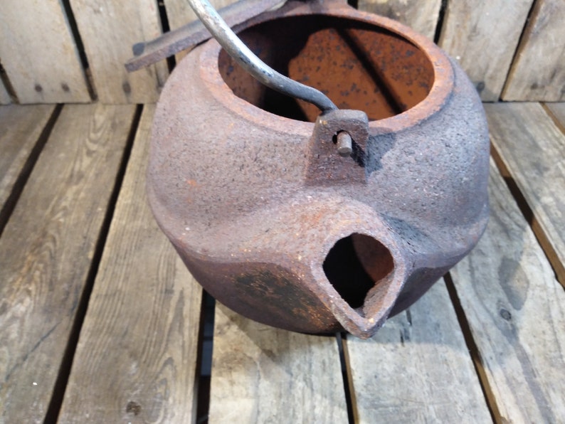 Antique Rusty Kettle Etsy