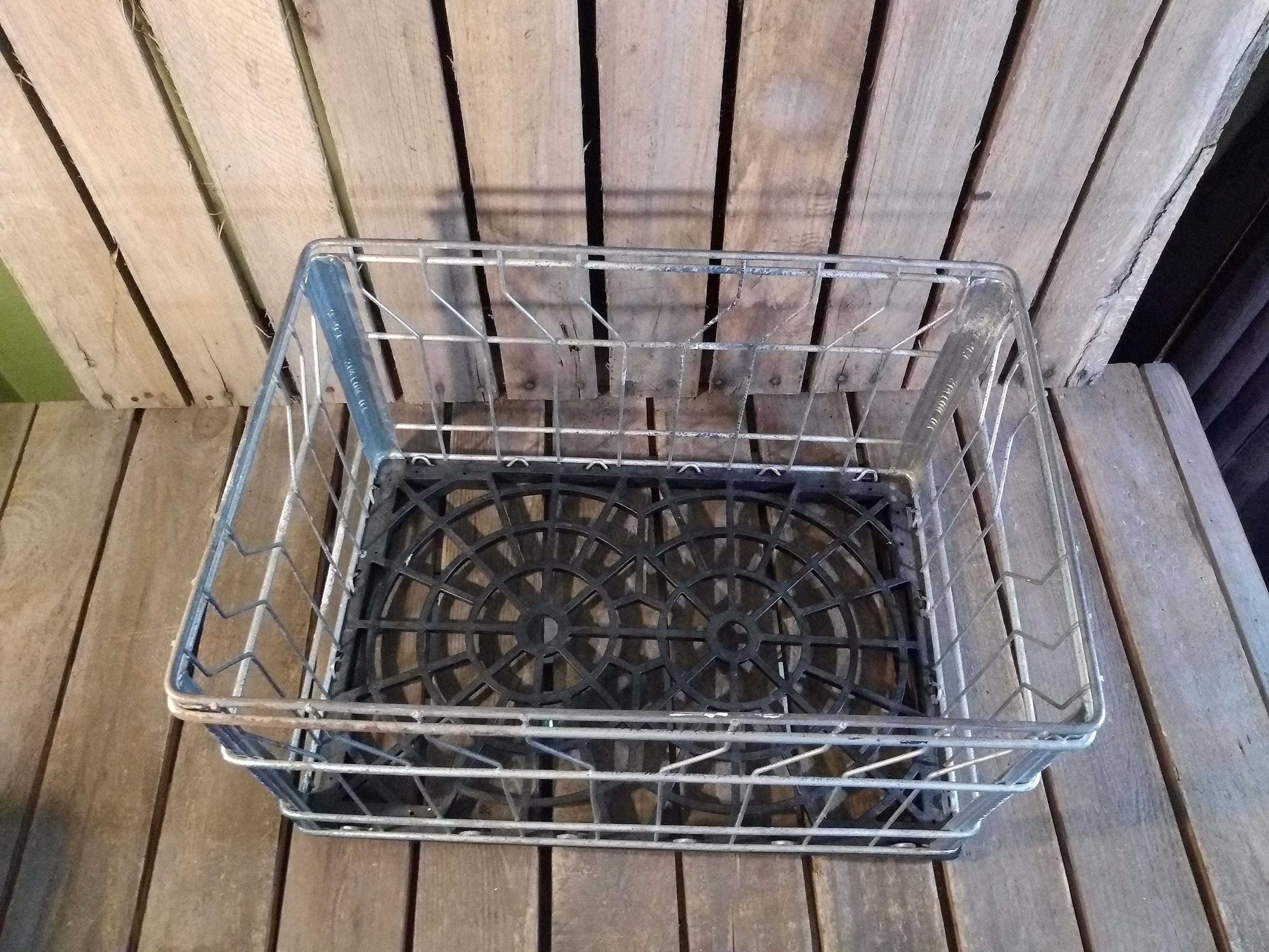 Vintage Metal Crate, Vintage Metal and Plastic Crate