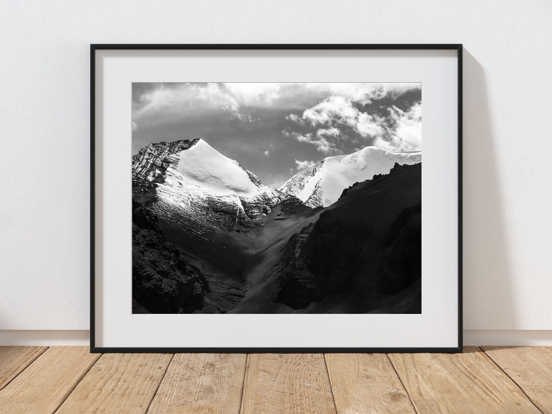 Mountain Glacier, Wall Art, Black and White, Landscape Photography ...