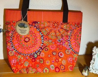 QUILTED Grab and Go Bag, Fresh Oranges in Paisley, Shoulder Bag, Removable Bottom Stabilizer