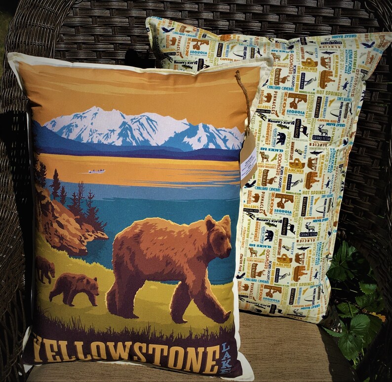 YELLOWSTONE GROUP National Park Poster Pillows , Wyoming National Parks