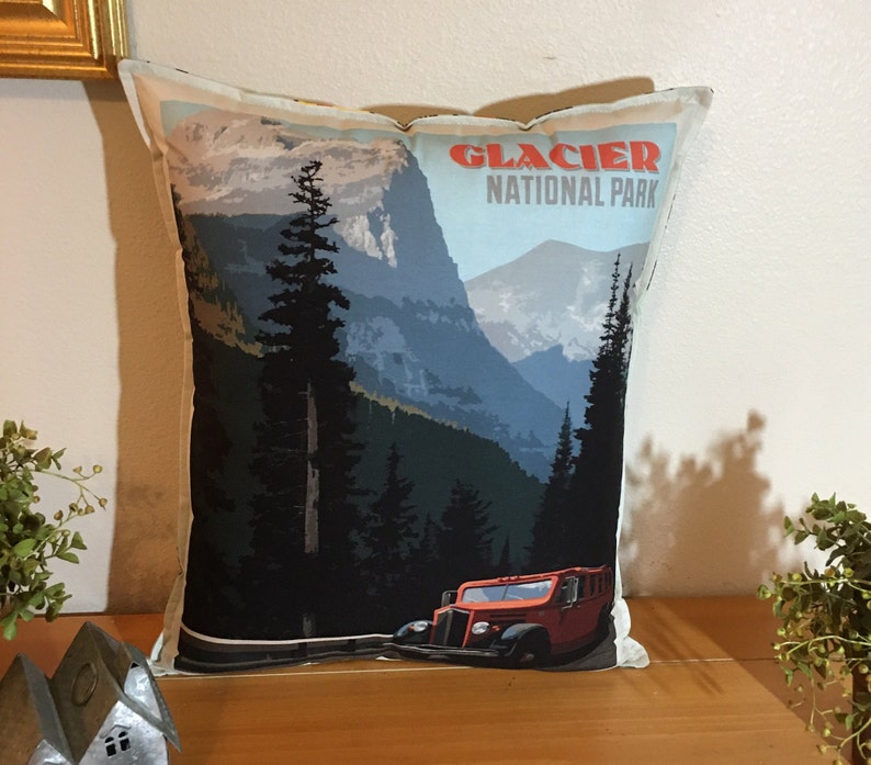 GLACIER GROUP National Park Poster Pillows, Montana National Parks