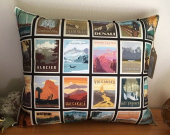 MINI POSTERS,  National Park Poster Pillow Collection, Multiple National Parks ,  Retro Posters, Tourism, Designer
