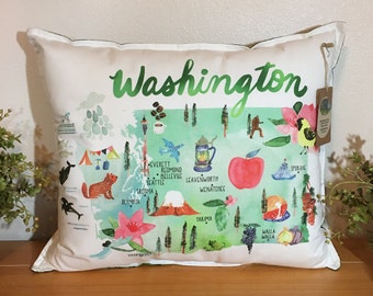 WASHINGTON STATE ICON Throw Pillows,  State Pillow, Pacific Northwest, Evergreen, Iconic