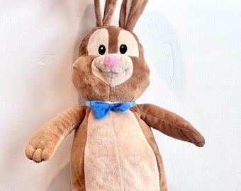 Rare Velveteen Rabbit Plush Stuffed Animal Feature Films 18” Brown With Blue Bow Tie