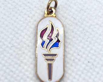 Colgante vintage de la Iglesia Mormona SUD para mujeres jóvenes, dije de antorcha de esmalte, Santos de los Últimos Días, progreso personal
