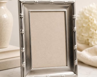 Vintage Bamboo design pewter picture frame - 6x8 Fetco Brand