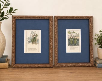 Vintage Framed Kate Greenaway Prints Nursery Cottagecore Wall Decor
