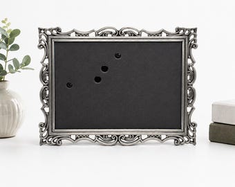 Vintage Ornate Pewter Scroll Design Picture Frame Holds 5" X 7" Photo