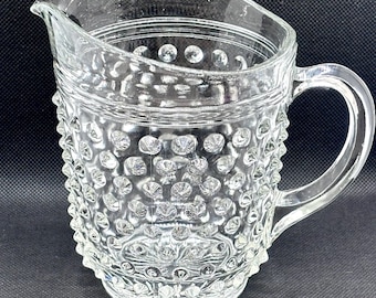 Beautiful Vintage Hobnail Clear Small Glass Pitcher 5 Inches Tall