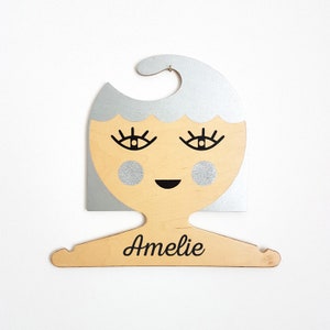 Cintre de vêtements de tête en bois pour les filles, cintre en forme de tête, cintre de tête de fille, cintre de designer, accessoire de session photo, affichage de vêtements pour bébé,