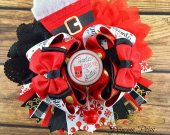 Santa loves me a latte boutique hair bow