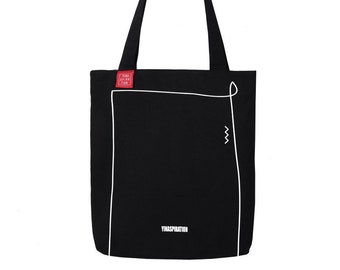 Durable Hand Crafted Black Canvas Tote Bag - Shoulder Bag - Market Bag - Computer Bag - Tote for her w/ zippers - Shadow