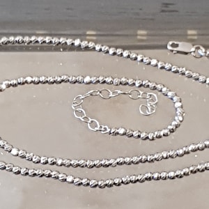 Silver bead necklace, Ball chain jewelry, Silver  necklace,Ball necklace, Dainty necklace, Beaded necklace, Diamond cut bead, Diamond cut