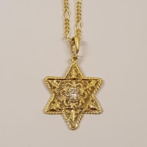 Gold Star of David Pendant: Handmade Jewish Kabbalah Necklace