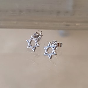 Tiny Sterling Silver Star of David Stud Earrings: Minimalist Jewish Gift