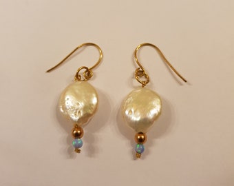 Boucles d'oreilles en perles d'eau douce, Bijoux en perles, Boucles d'oreilles pendantes, Boucles d'oreilles Goldfield, Boucles d'oreilles en opale, Boucles d'oreilles en perles, Boucles d'oreilles en perles d'or, Opale