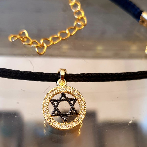 Gold  Star of David, Star of David Chocker, Kabbalah pendant, Zircon Star of David, Bat Mitzvah gift, Tiny Star of David,Magen David,מגן דוד