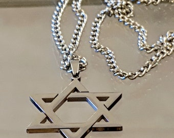 Smooth Star of David,Large star of David, Jewish pendant, Kabbalah necklace, Judaica pendant, Kabbalah pendant,Silver Star of David necklace