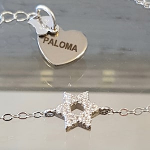 Sterling Silver Star of David Bracelet: Zircon Kabbalah Jewelry