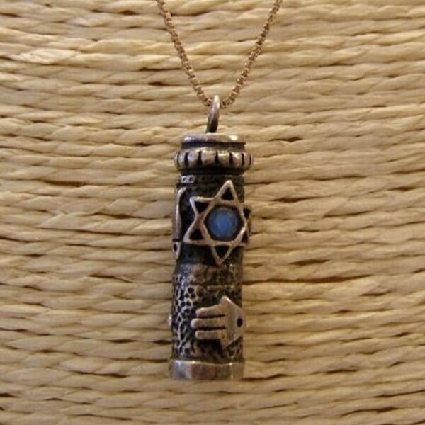 Sterling Silver Mezuzah Pendant Necklace for Men - Etsy
