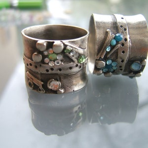 Wide Ring, Silver Ring, Uniqe design ring , Unique ring, 925 silver ring, Silver Blue Ring, wide band ring,Bohemian large ring,Artistic ring