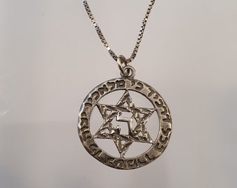 Jewish pendant, Kabbalah necklace, Kabbalah jewelry, Handmade judaica pendant, Jewish jewelry,Kabbalah pendant,Silver necklace,Star of David