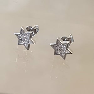 Sterling Silver Star of David Stud Earrings: Zircon Kabbalah Jewelry
