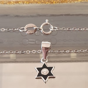 Tiny Star of David, Star of David pendant, Kabbalah necklace, Star of David, Black Star of David, Silver Star of David, Star of David Enamel