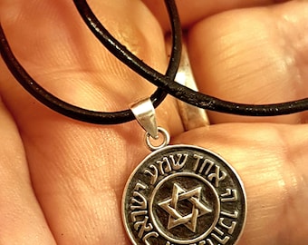 Sterling Silver Star of David Pendant: Handmade Kabbalah Jewish Prayer Hebrew Protection Necklace