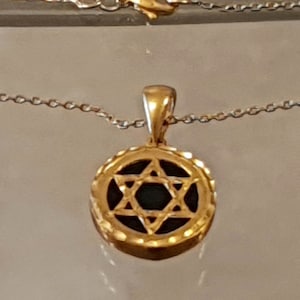 24K Gold Filled  Star of David Onyx Pendant: Kabbalah Jewish Necklace