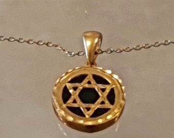 Gold Star of David, Onyx pendant , Kabbalah necklace, Jewish gift , Onyx pendant, Kabbalah pendant, Star of David pendant, Star of David men