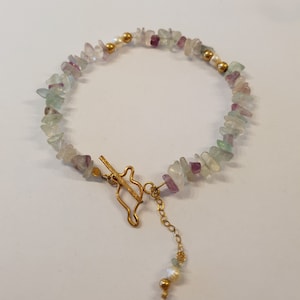 Fluorite gemstone jewelry, Natural fluorite , Goldfield bracelet, Fluorite bracelet, Healing crystal bracelet,Rainbow fluorite bracelet