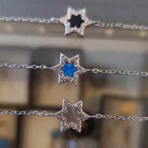 Silver stone star bracelet, Star of David bracelet, Kabbalah bracelet, Bat Mitzvah gift,Magen David, Silver star of David,Tiny Star of David