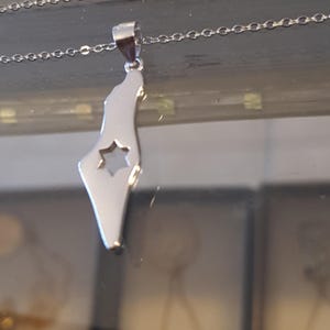 Israel map pendant with Star of David, Kabbalah necklace, Smooth Silver Star of David, Bar Mitzvah gift, Silver Star of David, Map of Israel