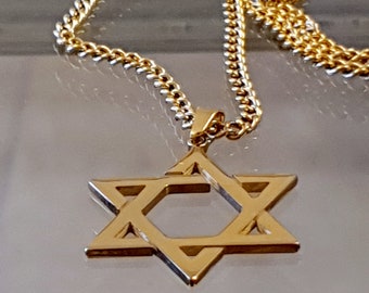 Gold Star of David, Large star of David, Jewish pendant, Kabbalah necklace, Judaica pendant, Kabbalah pendant,Smooth Star of David necklace
