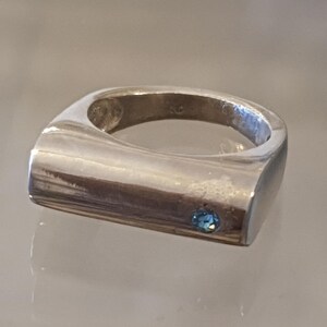 Sculpted silver ring, Shaped ring & tiny Aquamarine, Gift ring, Unique ring,Silver 925 sterling ring,handmed jewelry, Gentle special ring