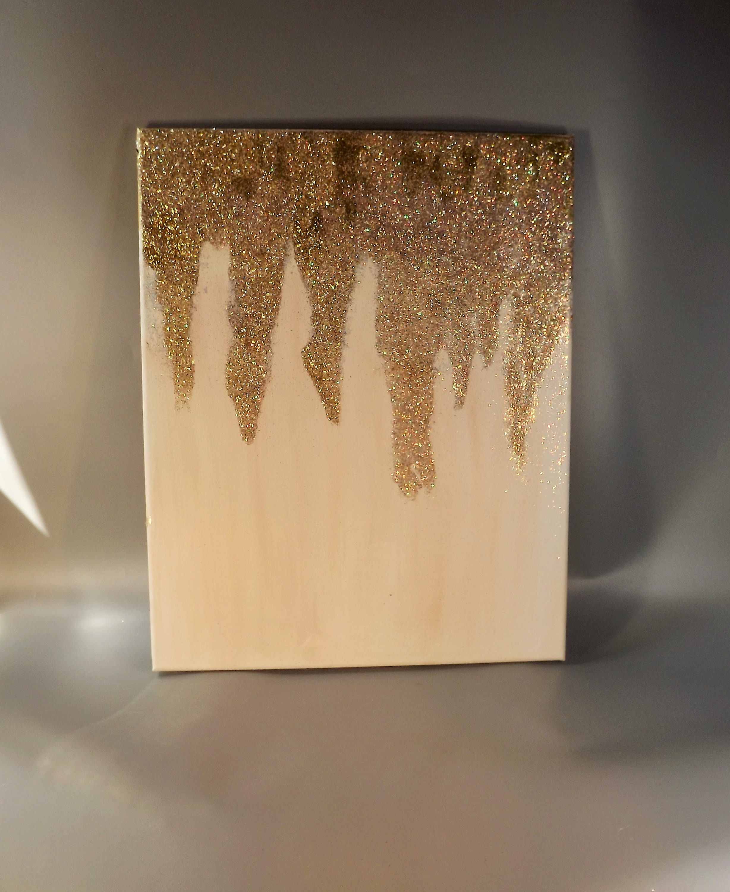 Crying Like A Rainstorm Ivory Taupe Gold Glitter Original Acrylic