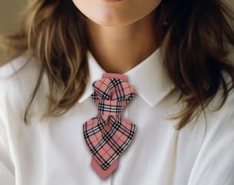 Pink Vertical Bow Tie for Women | Sculptural Pre-tied Necktie | Handmade Gift for Her | Artisan Neckwear