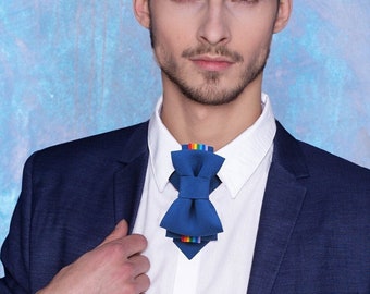 LGBTQ cravat, Tie with Rainbow symbol created by Rūta Piekurienė, Summer Rain Bowtie, Rainbow bow tie