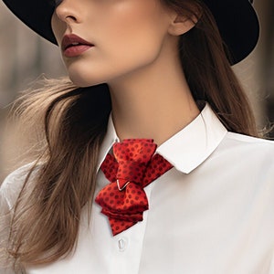 Red stylish necktie for ladies, Elegant red tie for women, Stylish Neckwear For Women, Unusual tie for her, Unique gift for her