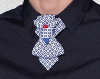 Blue bow tie, Checkered original cravat, Wedding necktie, Suite accessorie created by Rūta Piekurienė